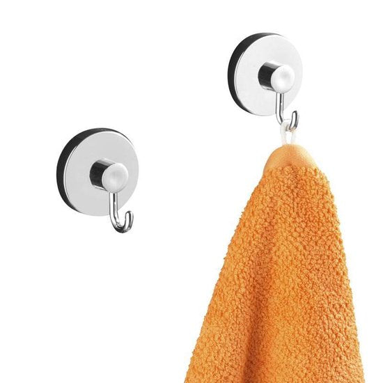 WENKO Vacuum-Loc Crochets pour serviettes, lot de 2, chrome - Crochet mural - Porte-serviettes - Crochets pour serviettes - Fixation sans perçage