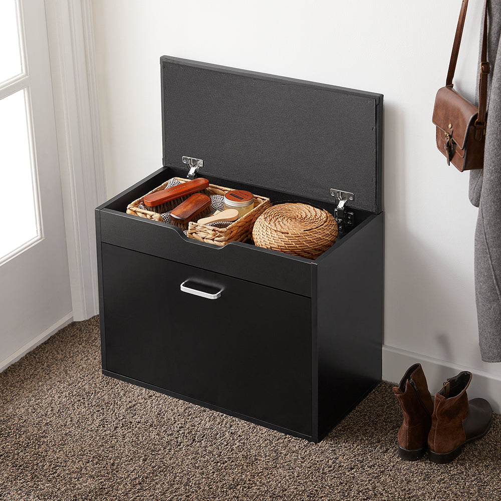 SoBuy Meuble à chaussures - FSR95-SCH - Coussin rembourré - Pliable - 60 x 30 x 49 Cm - Noir