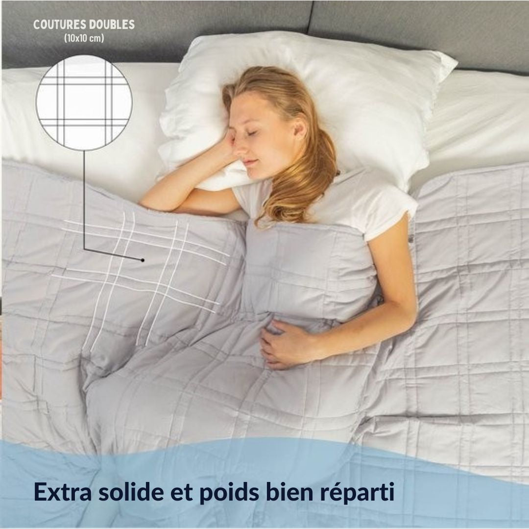 Couverture lestée EL-Life 11kg 200 x 200cm - OEKO-TEX Coton - Gris clair