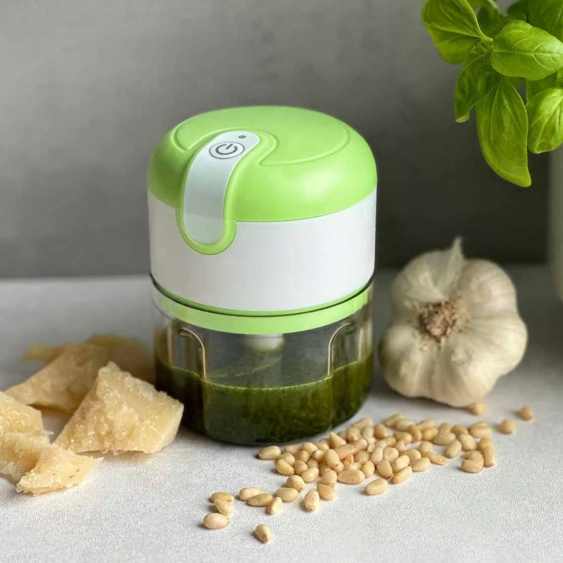 Hachoir Livington 3 Seconds - Design compact - Lames puissantes en acier inoxydable - Rechargeable via USB - Utilisation simple d'une seule main