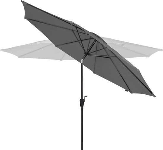 VONROC Premium Parasol à manche Recanati Ø300cm - Housse de protection incluse - Parasol rond - Inclinable - Toile résistante aux UV - Gris