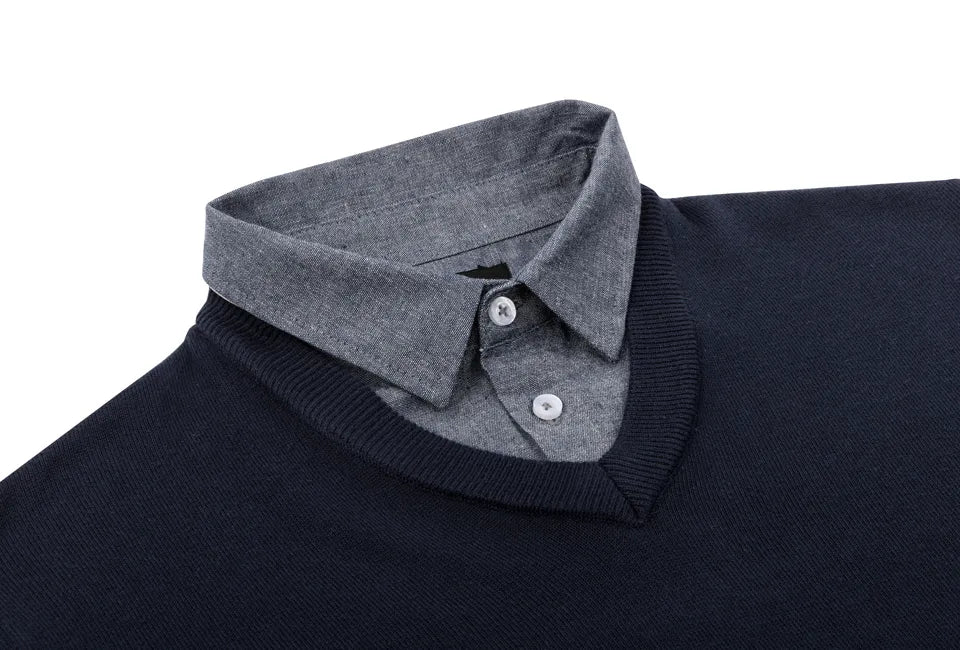 Pull-over à col chemise Milanoro pour homme - Noir - Taille S
