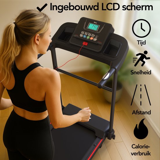 Tapis de course Brixy - pliable - jusqu'à 14 km/h - 12 programmes - avec support pour tablette et bouteille - écran couleur LCD - noir