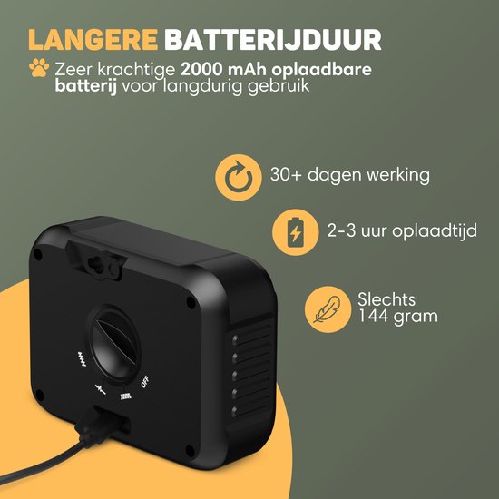 Vulpes Goods® Pets Anti Barking Device MINI PRO - Ultrasons - Rechargeable et fonctionnement automatique - Pour tous les chiens - Étanche - 2 haut-parleurs puissants - Pas de choc - Intérieur et extérieur