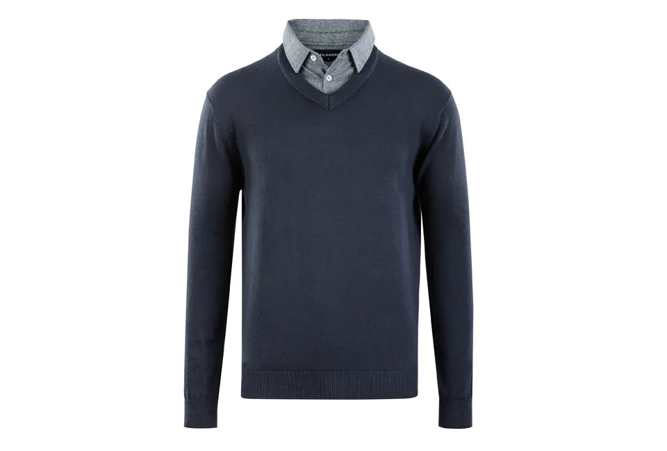 Pull-over à col chemise Milanoro pour homme - Noir - Taille S