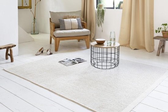 Tapis LIFA LIVING - Vintage - Laine - Blanc - 140 x 200 cm