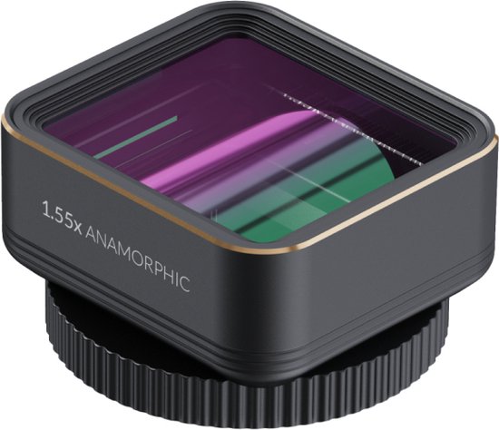Shiftcam LensUltra 1.55x Anamorphic - Vidéo cinématique ultra large - Flare anamorphique distinctif - Optique en fluorite pour la clarté de l'image et la précision des couleurs - Noir