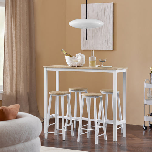 SoBuy - Table de bar avec 4 tabourets - OGT22-WN -Max. 150 kg - 120 x 40 x 100 cm - Blanc