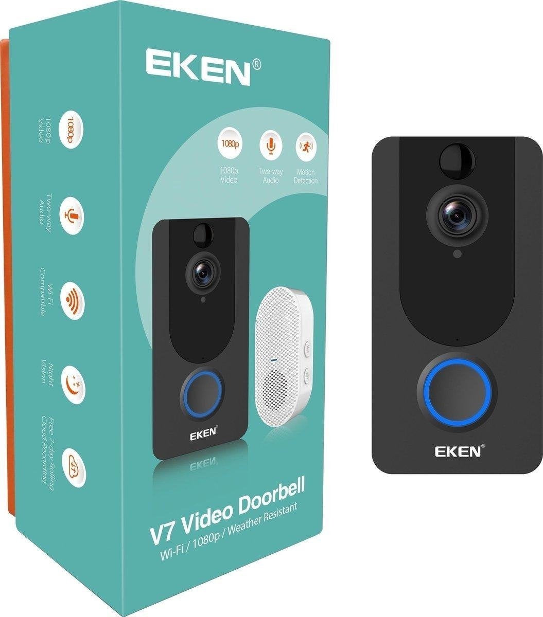 Eken - Video Deurbel - 1080P - Draadloos - Zwart