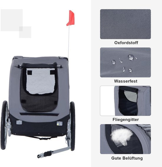 Remorque pour chien - Paws - Remorque pour vélo avec housse de pluie et pneus