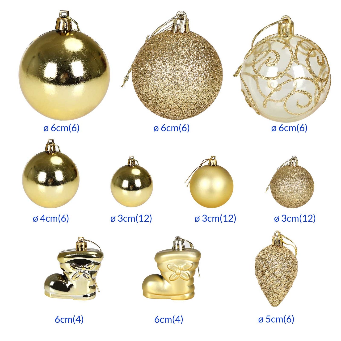 Boules de Noël Casaria or 102 pièces.