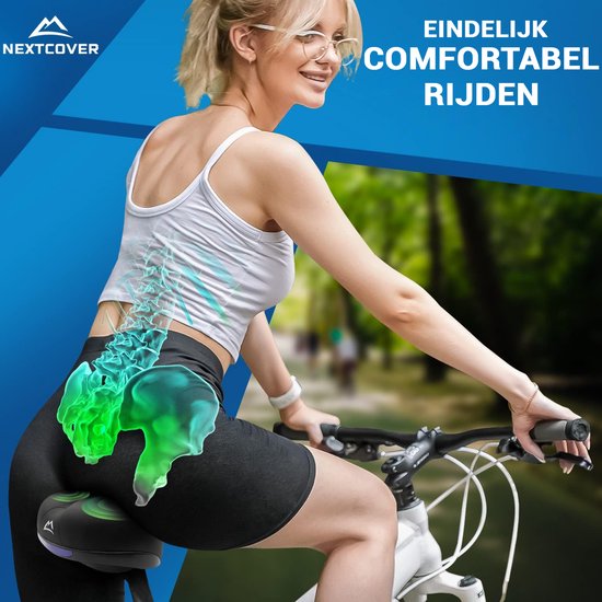 Selle de vélo Nextcover - Airflow - Ergonomique - Mousse à mémoire de forme - Noir