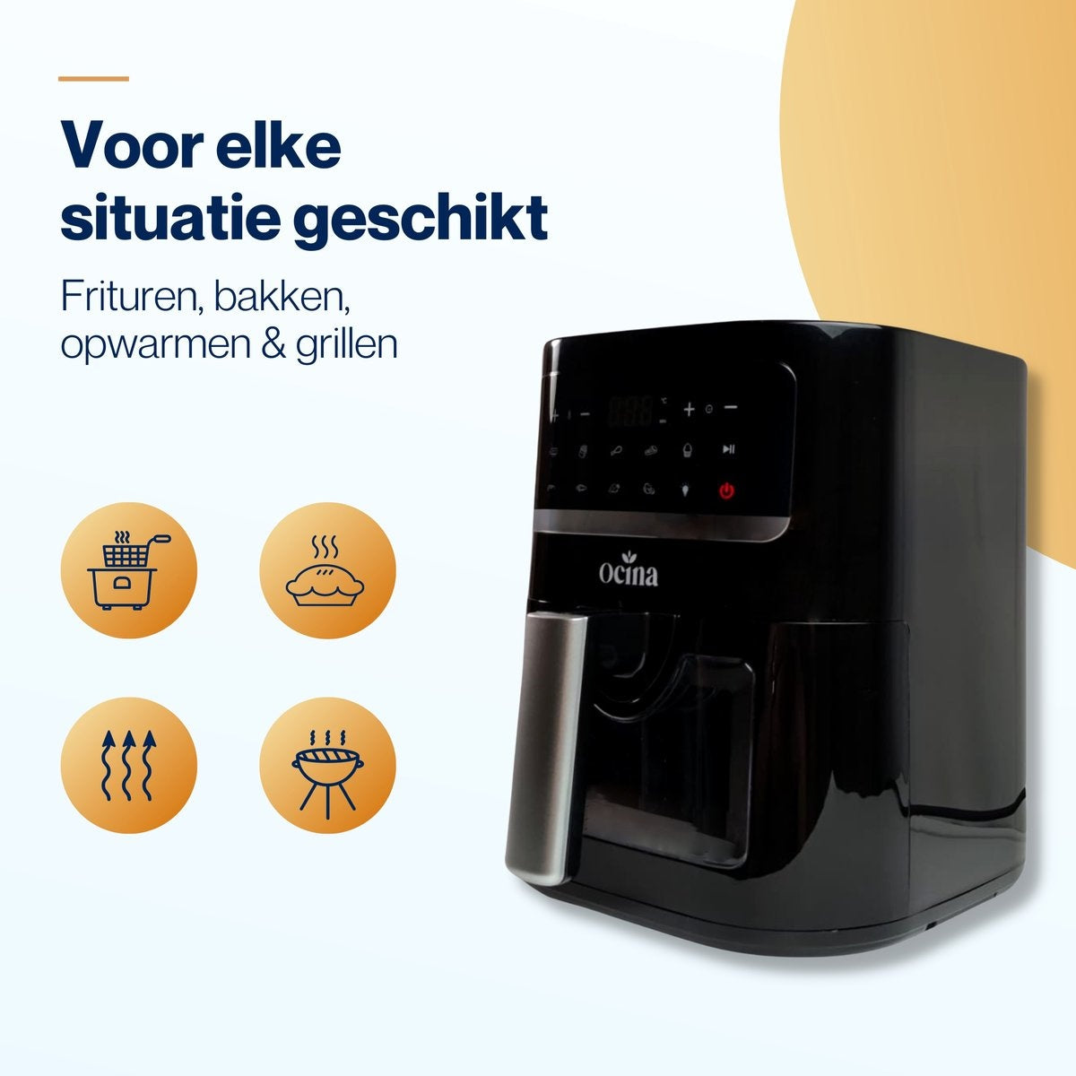 Ocina Airfryer - Friteuse à air chaud - 1600W - 4.5L - Affichage digital - Noir