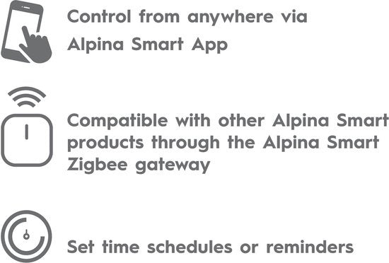 alpina Smart Home - Détecteur de mouvement - 3V - Détecteur de mouvement intérieur - Détection 5M - Passerelle Zigbee - alpina Smart Home App