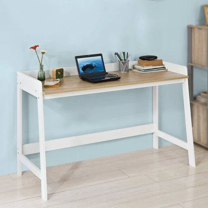 SoBuy FWT41-WN Bureau en bois blanc avec plan de travail spacieux
