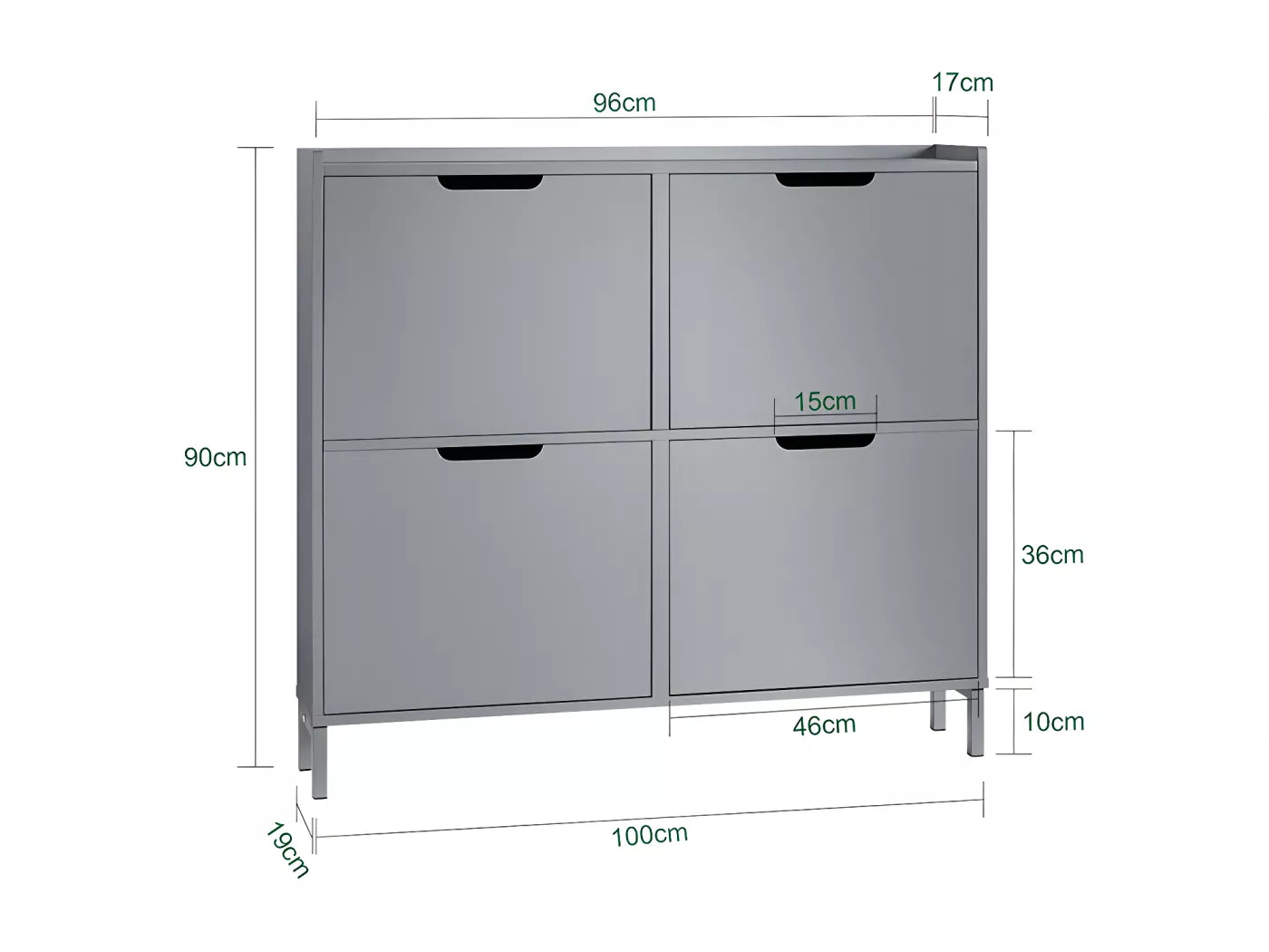 SoBuy Armoire à chaussures Armoire à chaussures Armoire à chaussures 4 volets Armoire à chaussures - Gris, 100x19x90cm, FSR100-HG