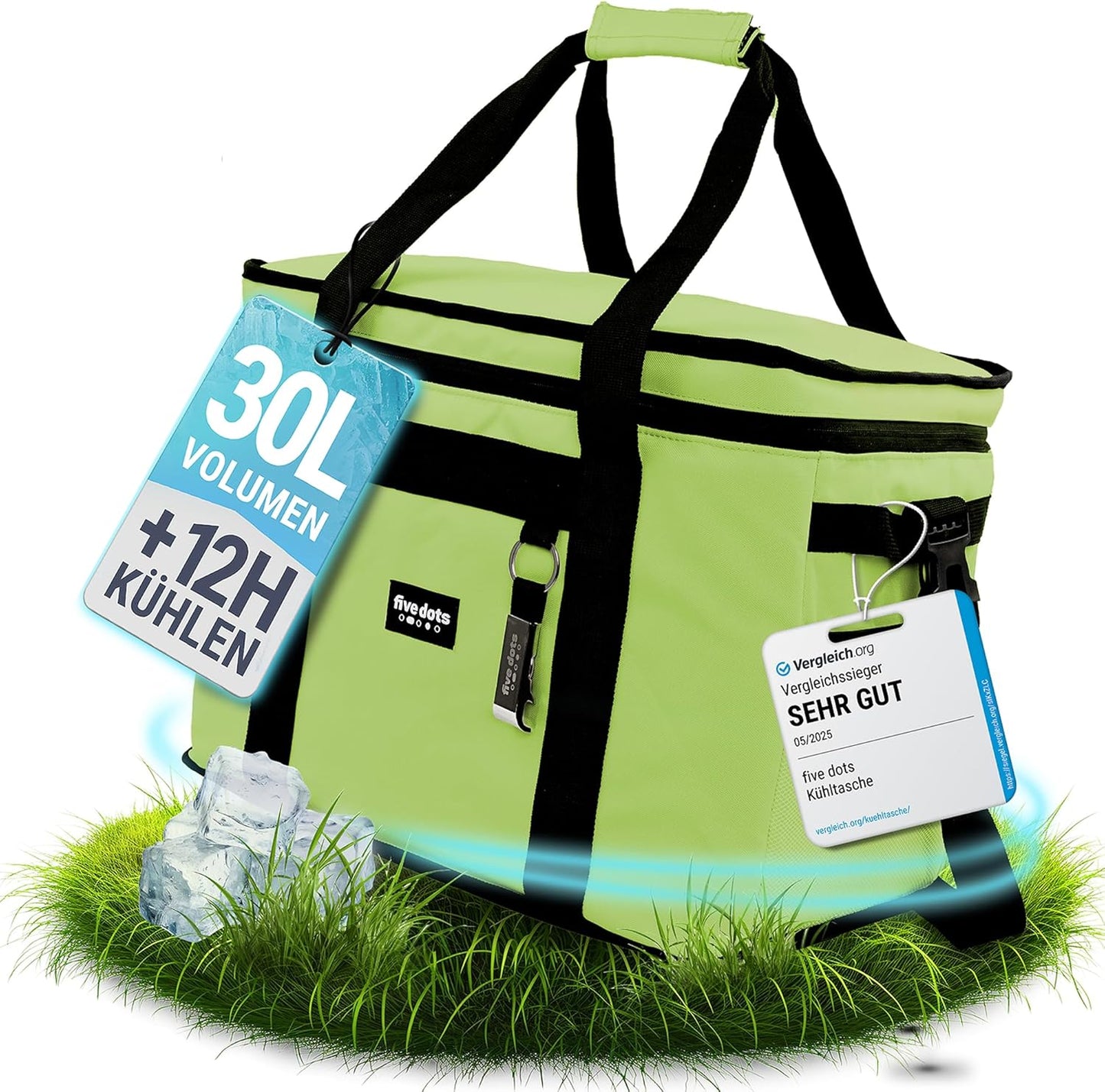 Sac isotherme Five Dots - Capacité 30L - Imperméable - 26 x 41 x 31 cm - Vert