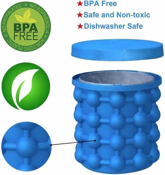 Seau à glace/cubeur de glace - Shop-Story - Refroidisseur de boissons - Seau en silicone 2 en 1 - Bleu