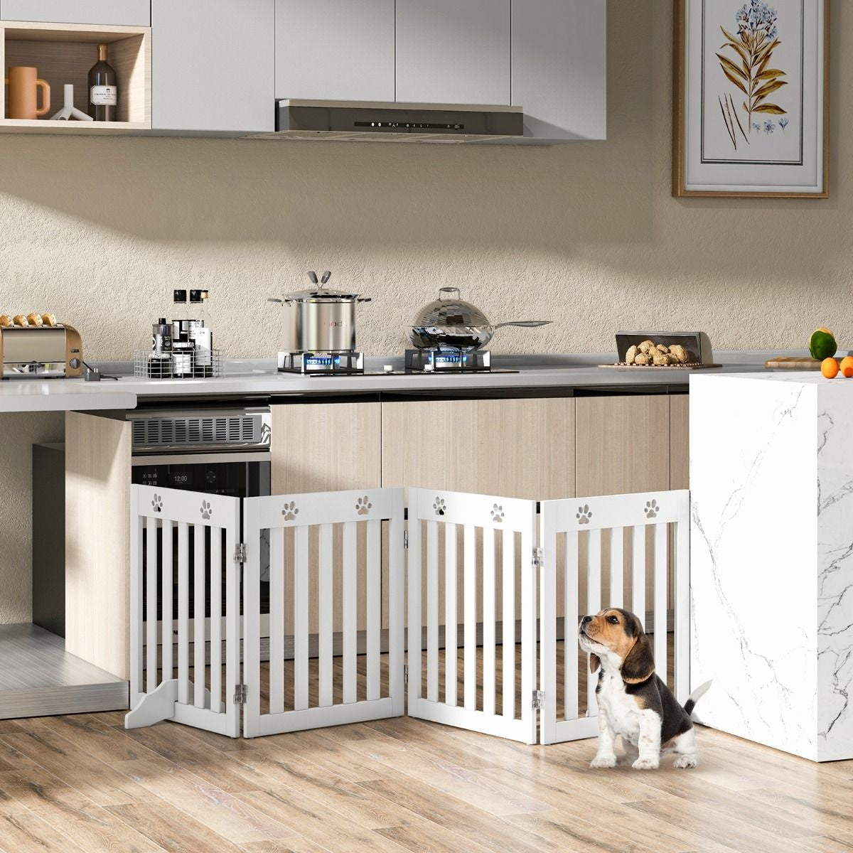 Coast Pet Fence - Bois - 60 cm - Pliable - Blanc