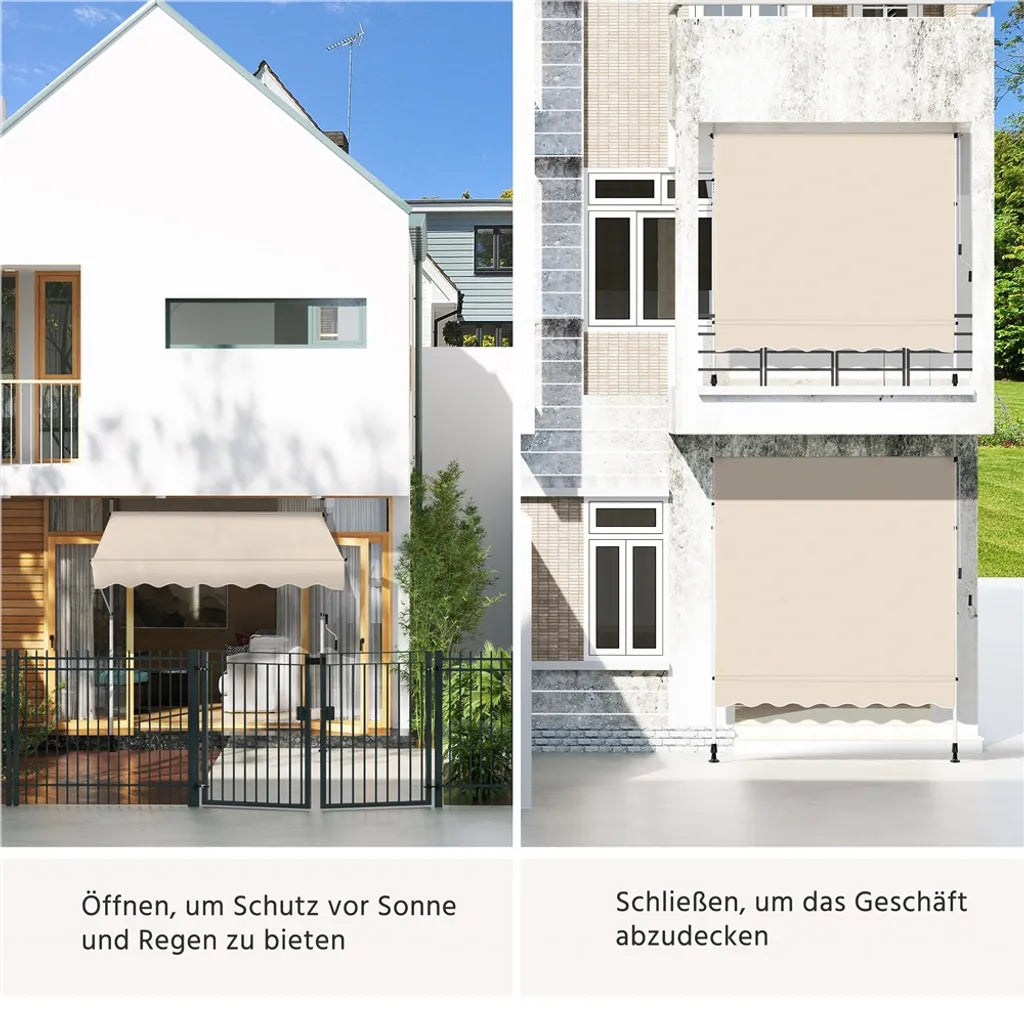 Yaheetech Parasol de balcon 200 × 180 cm - Beige - Parasol à pince sans perçage avec manivelle et hauteur réglable 210-300 cm