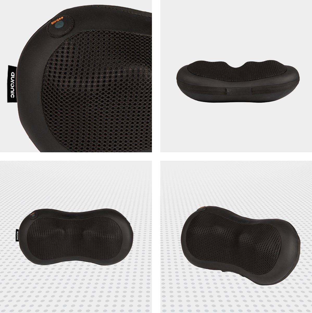 Auronic - Coussin de massage shiatsu Auronic - Chauffant - Électrique - Dos et nuque - 36 x 10 x 12,5 cm - Noir