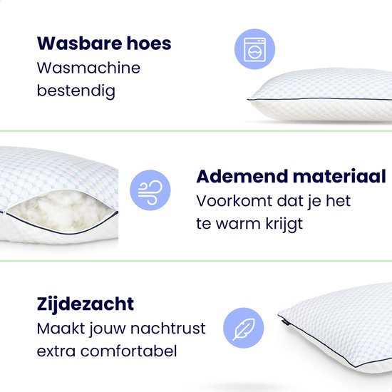 Soulsnooze® - Oreiller de luxe Gloom - Design réglable - Convient aux dormeurs sur le dos, sur le côté et sur le ventre - 60x70 cm - Oreillers de chambre - Antiallergique - Rafraîchissant - Lavable