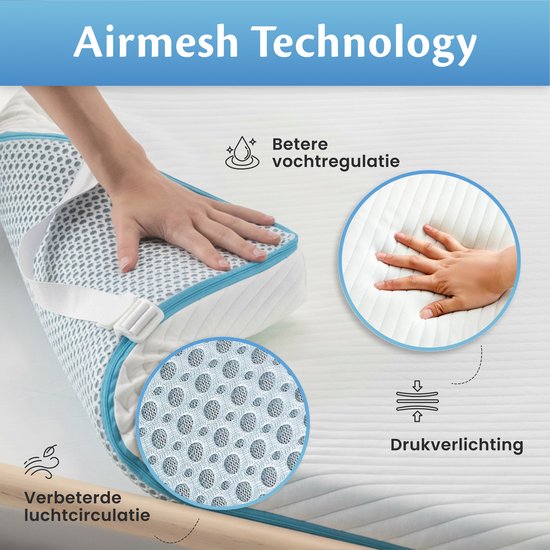 Ella Ergo Topper 90 x 200 cm - Surmatelas de 10 cm d'épaisseur - Surmatelas en mousse à mémoire de forme imprégnée de gel et mousse Aircell - Dureté moyenne