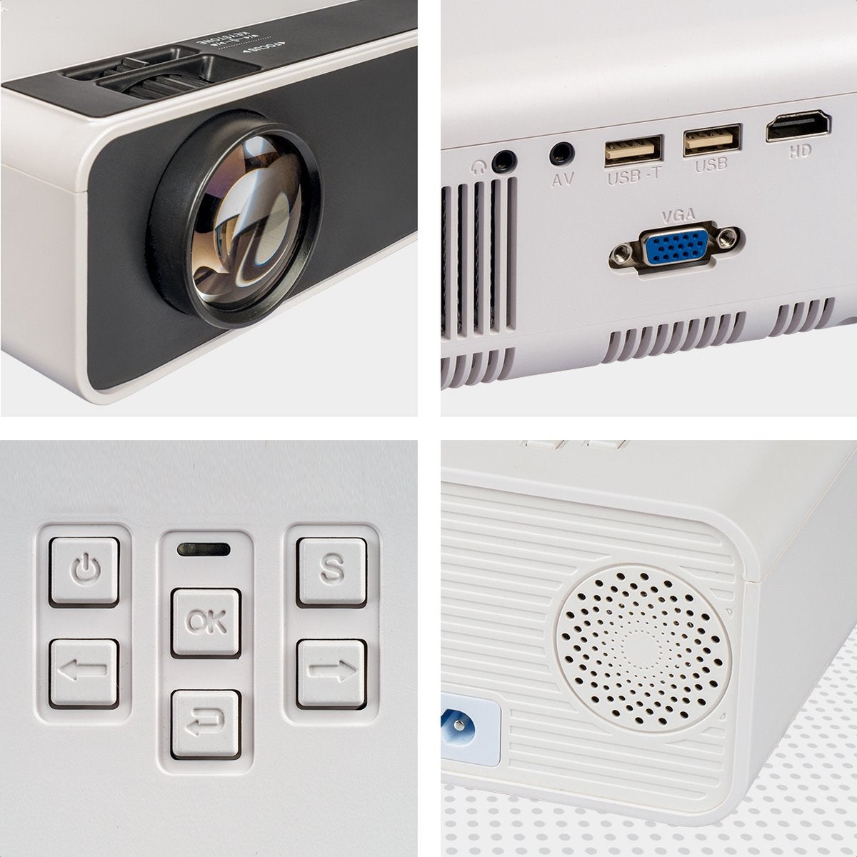 Auronic Mini Beamer - 4500 Lumens - WiFi - Projection 200" - Full HD - HDMI, télécommande et sac de transport - Blanc