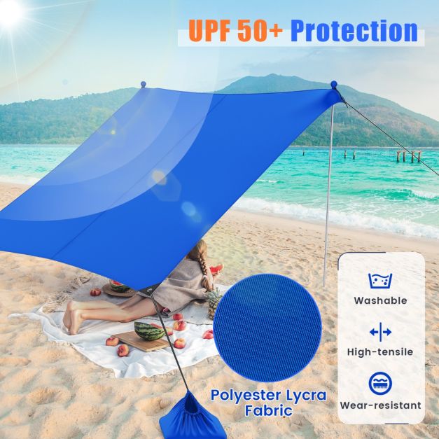 Tente de plage Coast - Portable - Anti-UV - UPF50+ - 300x300cm - Bleu