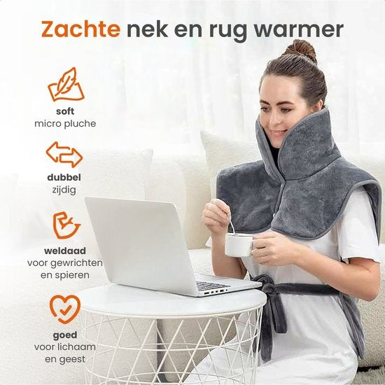 Goliving Elektrische Deken Voor Rug en Nek – Elektrische Warmtedeken – 3 Warmtestanden – Timerfunctie – Machinewasbaar – 100 Watt – 90 x 60 cm – Grijs