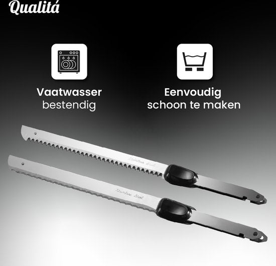 Qualitá® Couteau électrique - Couteau à pain électrique Couteau à viande - Trancheur de pain