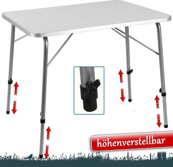 Table de camping - Casaria - pliable et réglable - 80 x 54 cm - Blanc