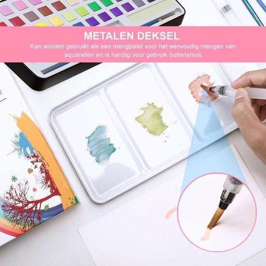 Rubye® Water colours - Aquarelles - Stylo pinceau - Pinceau - Peintures - Aquarelles adultes - Aquarelles enfants - Peinture par numéro - 48 couleurs