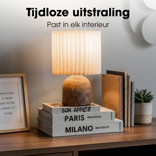 Lampe de table Mica Decorations Frey pour salon - Style Japandi - Lampe décorative avec abat-jour - Lampe de bureau et lampes de table pour salon - 33 x ⌀22 cm - Marron