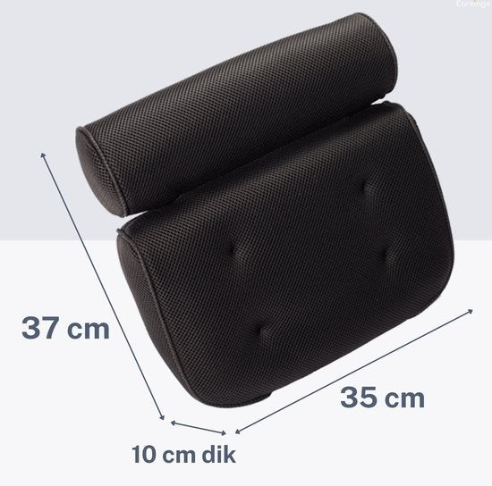 Earkings Coussin de bain avec 6 ventouses et crochet de suspension - Coussin de bain pour la salle de bain - Accessoires de bain Coussin de cou pour la salle de bain - Appui-tête pour la salle de bain Noir
