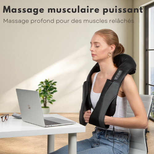 Appareil de massage de la nuque et appareil de massage du dos Auronic - fonction chaleur - électrique - noir/gris