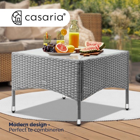 Table d'appoint CASARIA - Table basse d'extérieur en polystyrène 58x58x42cm - Gris