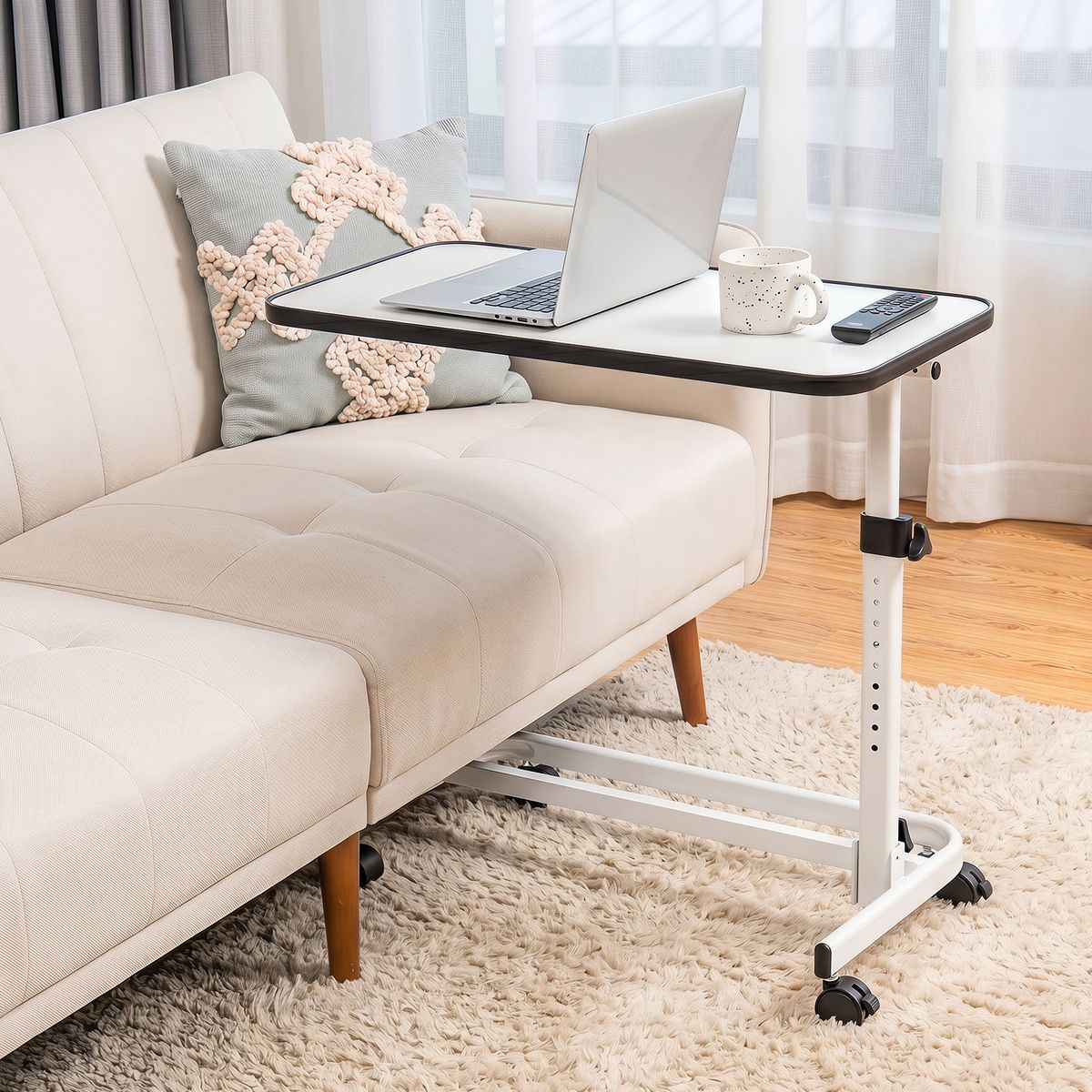 Table de lit mobile Coast - hauteur réglable - plateau inclinable - blanc