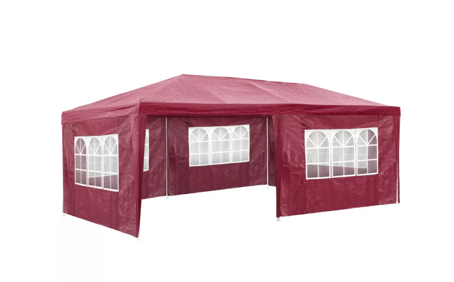 Marquee Rimini : pavillon de jardin 3 x 6 m, rouge - Tente de réception avec 5 parois latérales - Protection UV 50+