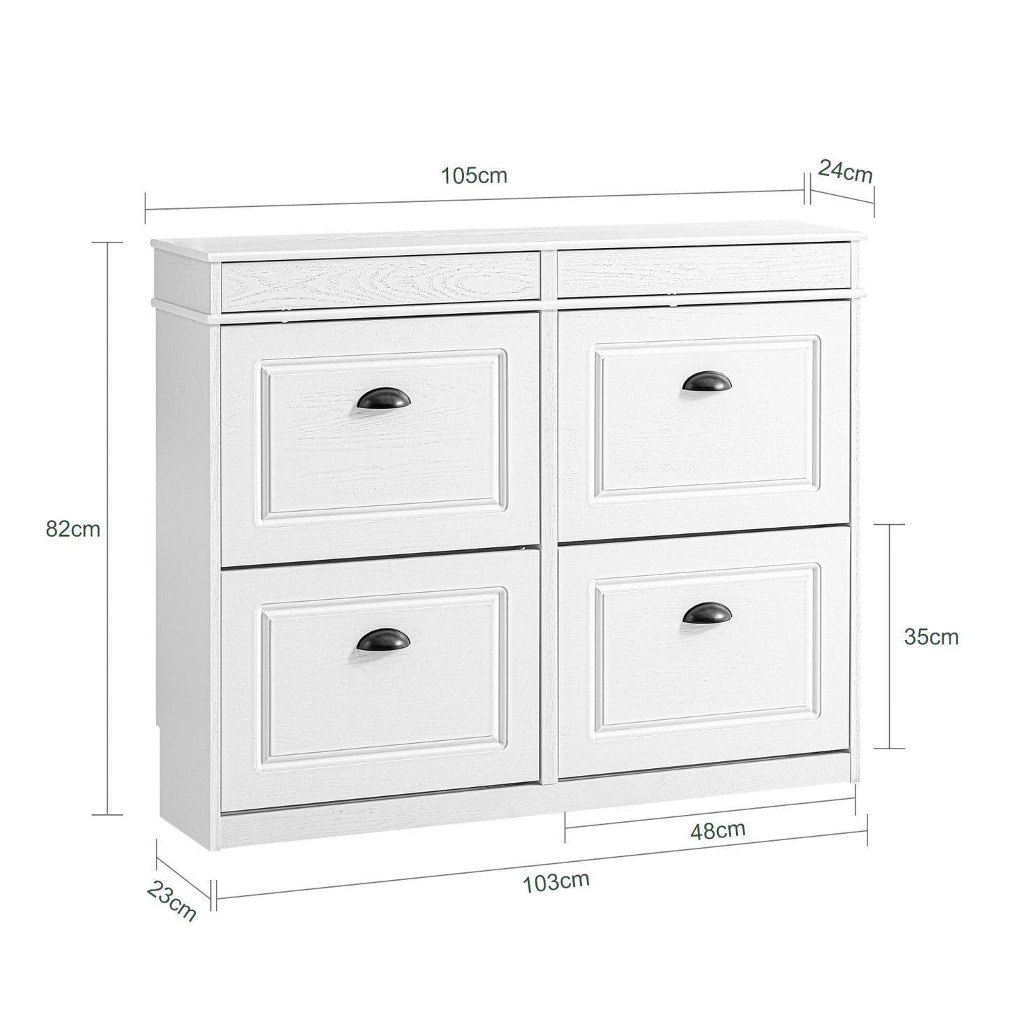 SoBuy Armoire à chaussures FSR79-WG - 4 volets - 103 x 23 x 82 cm - Blanc avec effet bois antique - Support pour 16 paires de chaussures