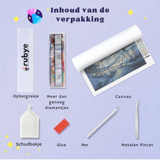 Rubye® Peinture au diamant - Peinture au diamant adultes - Peinture au diamant enfants - Package peinture au diamant complet - Maison d'hiver -30x30cm