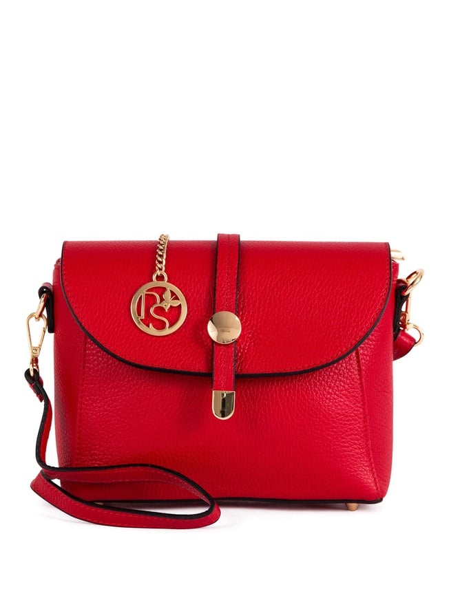 Sac à main en cuir italien Pia Sassi - Rouge - 25 x 19 x 8 cm