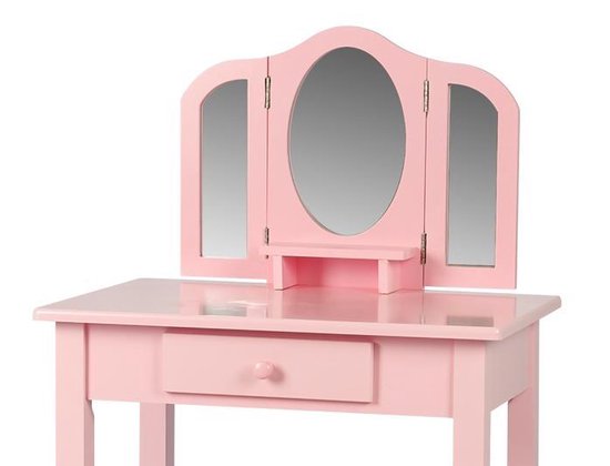 Table à langer maquillage fille table de maquillage nursery avec miroirs et tabouret rose