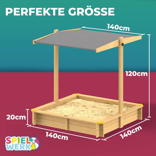 Spielwerk Sandbox - Bois Toit solaire UV 50+ Fritzi - 140x140x120cm
