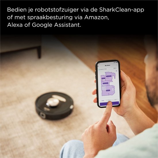Robot aspirateur Shark PowerDetect avec station de vidange/chargement - Navigation laser complète à 360° - Avec application et technologie anti-odeurs - Pour animaux domestiques - RV2820VEEU