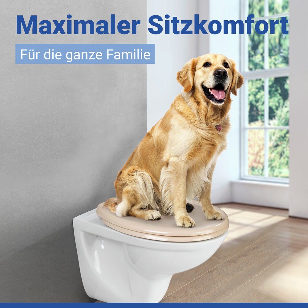 Siège de WC WENKO Ottana beige - Duroplast - Easy-Close - Fix-Clip