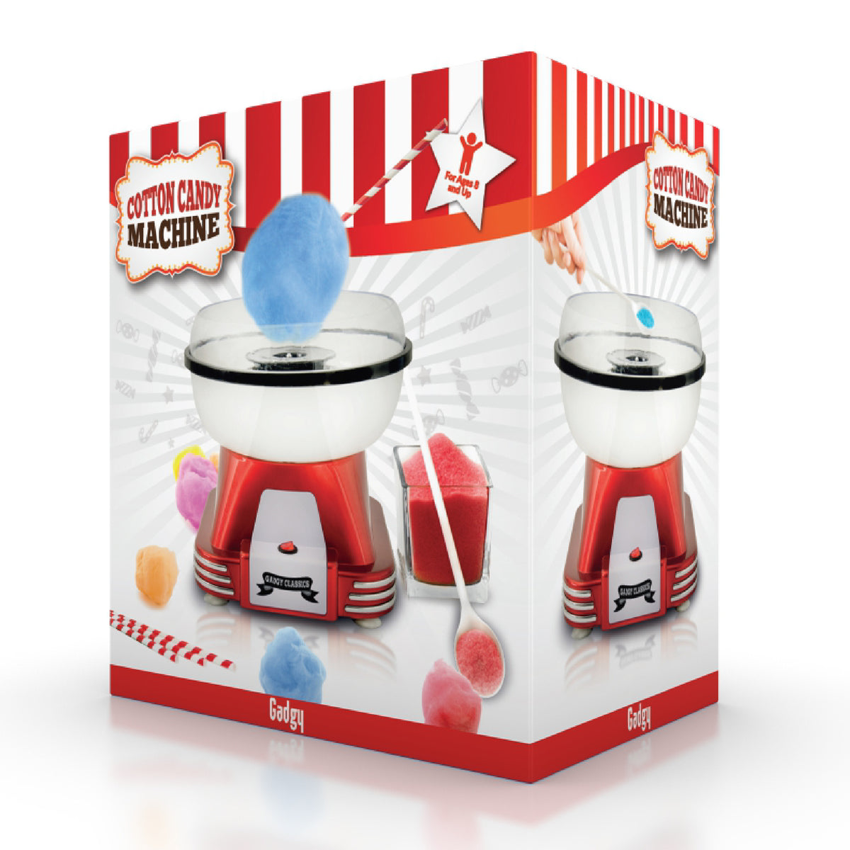 Gadgy Cotton Candy Maker Retro, avec 10 bâtonnets et cuillère à mesurer - Machines à barbe à papa - Bonbons - Fête des enfants - Barbe à papa - Machines à barbe à papa - Machines à barbe à papa