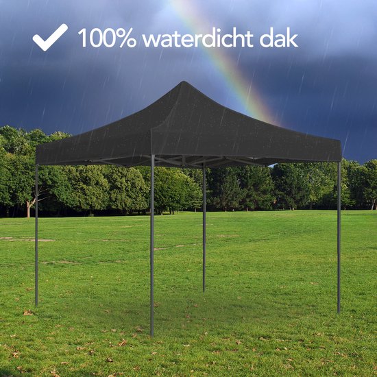 Brixy Party Tent - pliable - facile à monter - 3x3m - étanche - pavillon - sac de transport inclus - noir