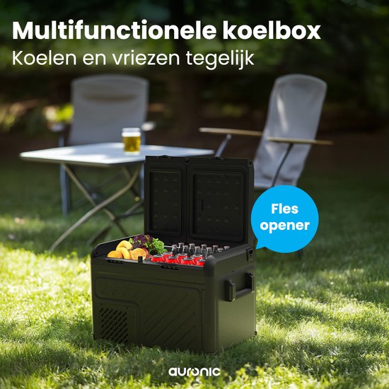 Auronic Electric Cool Box - Compresseur - Deux zones - 12V 230 Volt - Voiture - Congélation et réfrigération - 35L - Frigobox - Noir/Gris