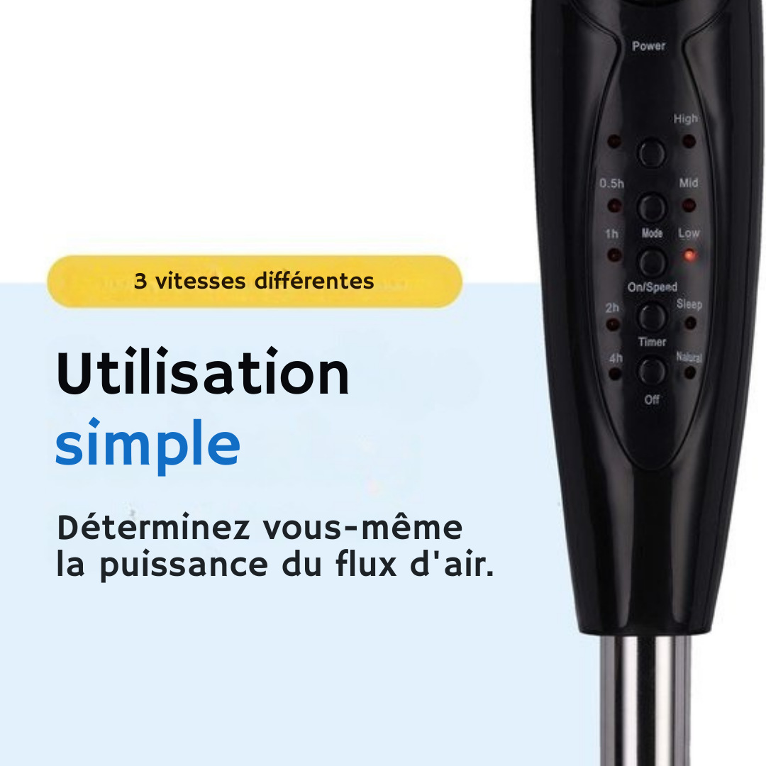 BRASQ Ventilateur trépied - 40 cm - Noir - Avec télécommande - Minuteur - Mode veille - Réglable en hauteur - Ventilateur silencieux - 40 Watts